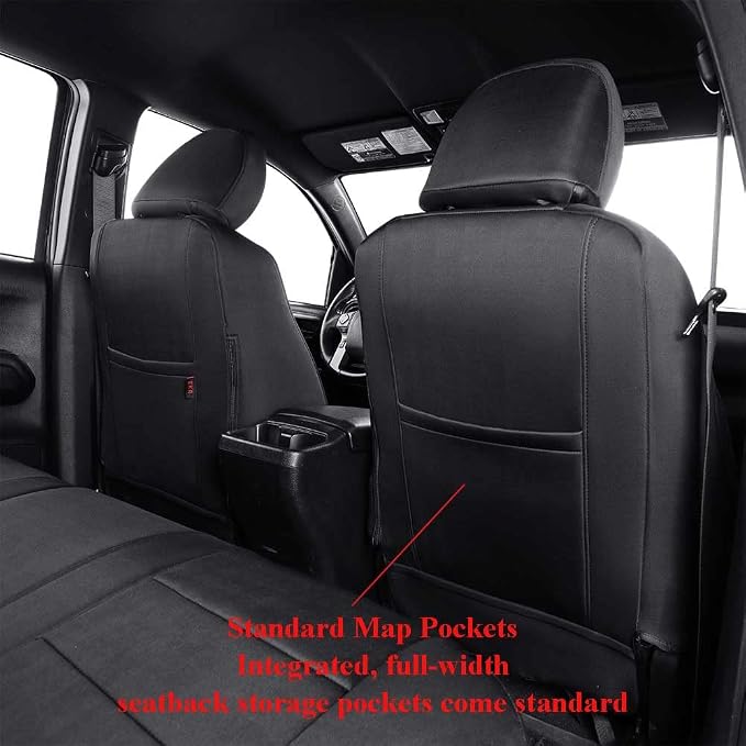 EKR Silverado Seat Covers Custom Fit for (Double Cab) 2019-2026 Chevrolet Silverado 1500/1500 Limited/HD 2500/3500, Rear Row W/No Armrest,Neoprene (Black)