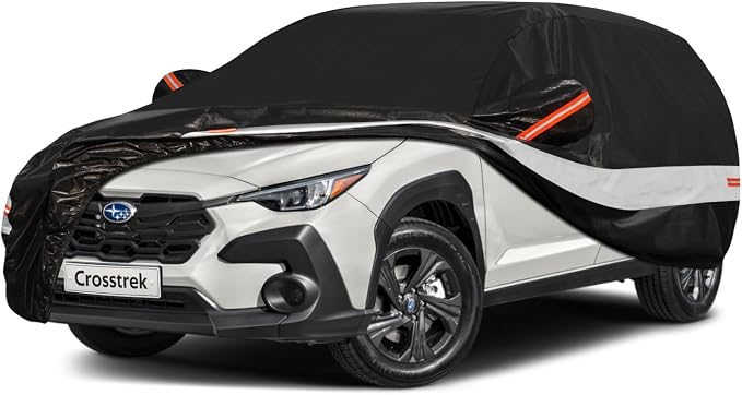 10 Layers SUV Car Cover Custom Fit for Subaru Crosstrek (2017-2026) Waterproof All Weather for Automobiles, Outdoor Full Cover Sun UV Rain Protection with Cotton.Black