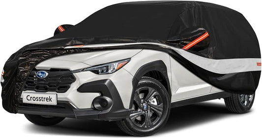 10 Layers SUV Car Cover Custom Fit for Subaru Crosstrek (2017-2026) Waterproof All Weather for Automobiles, Outdoor Full Cover Sun UV Rain Protection with Cotton.Black
