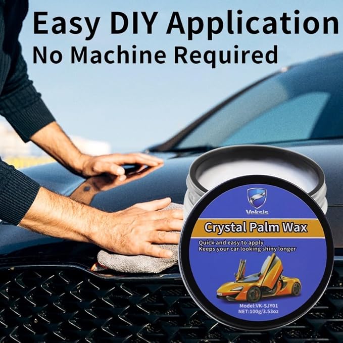 Car Wax Crystal Coating Paste - Long Lasting Ceramic Infused Protection, Deep High-Gloss Shine with Hydrophobic Effect - Easy DIY Paint Sealant for All Car Colors, UV Resistant Formula