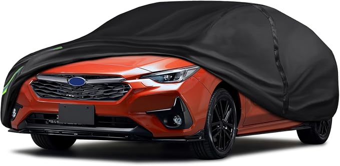 16-Layer 600D Heavy Duty Universal Full Car Cover for Outdoor & Indoor Use - All Weather Sun UV Rain Snow Dust Proof, Waterproof Scratch Resistant, Fits Sedan Body Length Up to 181" (15.08 ft)