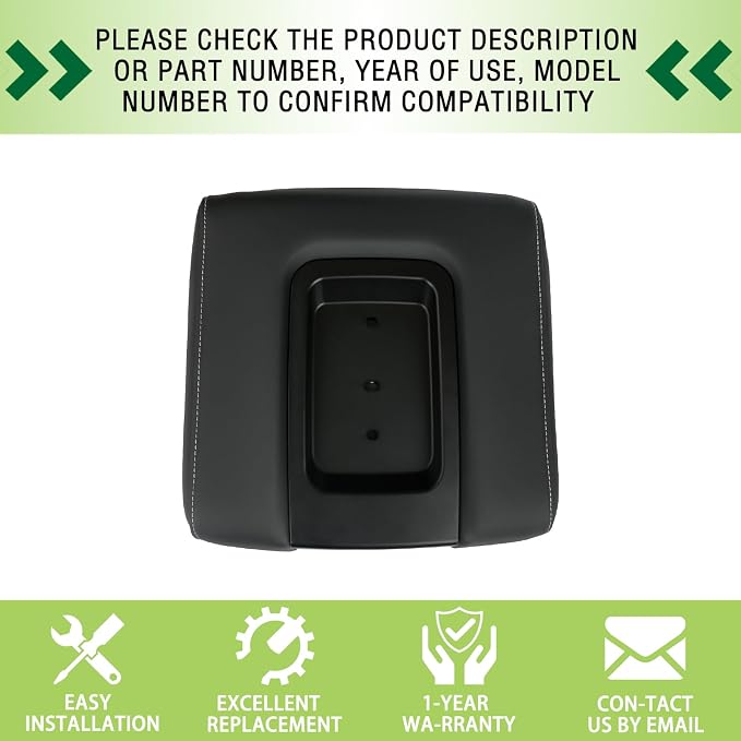 Front Seat Center Console Armrest Lid Black Compatible with 2014-2019 Chevrolet Chevy Silverado Suburban Tahoe GMC Sierra Yukon XL Replaces 22881398