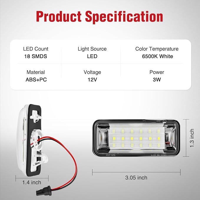 Nilight License Plate Lights Compatible with 2012 2013 2014 2015 2016 2017 2018 2019 2020 TOYOTA 86 with Black housing 6000K White 2PCS Pack