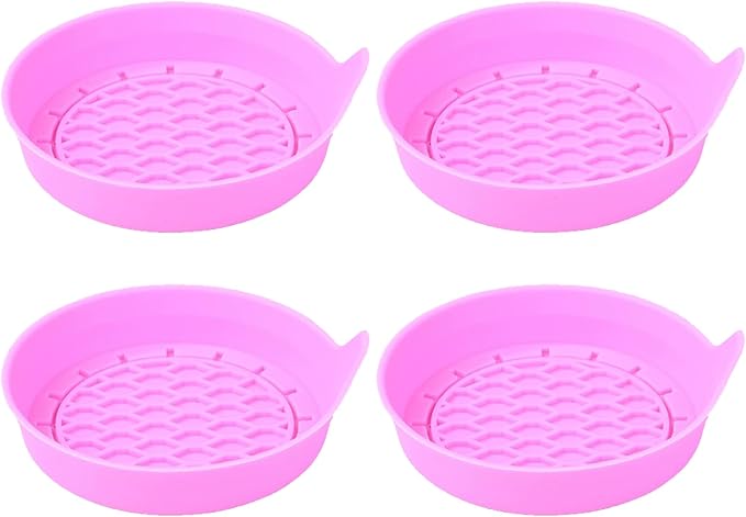 4PCS Car Cup Holder Coasters, Silicone Non-Slip Vehicle Cup Recessed Mats, Sift-Proof Automotive Interior Drink Insert Decor Accessories, Universal for SUV, Sedan, Truck (Pink)