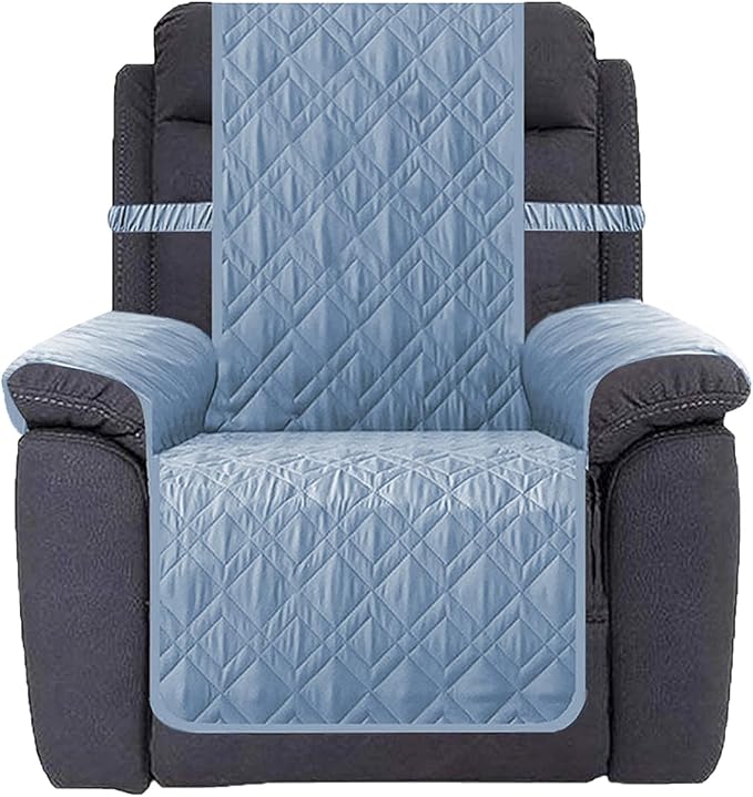 Ameritex Waterproof Nonslip Recliner Cover Stay in Place, Dog Chair Cover Furniture Protector, Ideal Recliner Slipcovers for Pets and Kids (Stoneblue, 30")