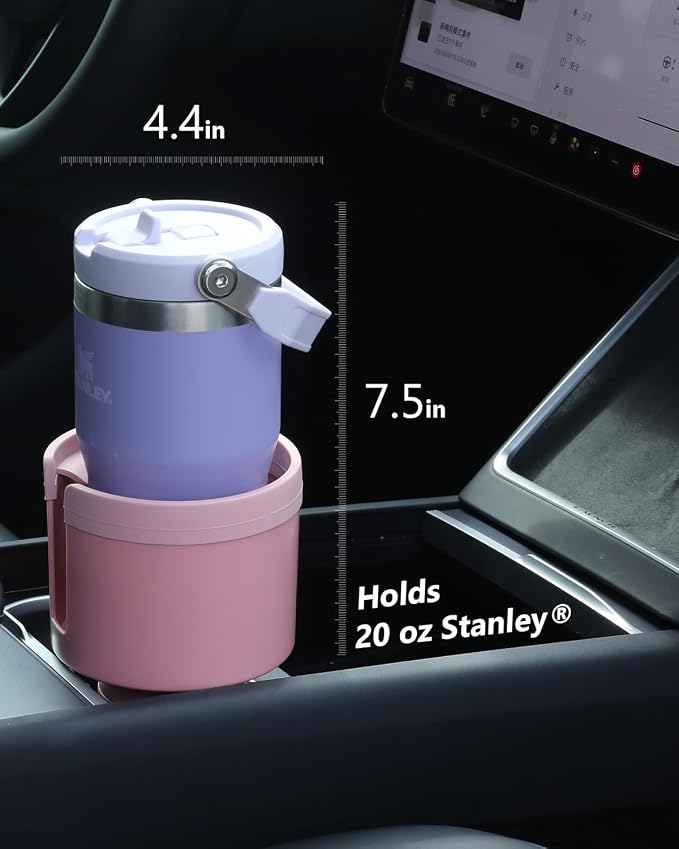 Seven Sparta Car Cup Holder Expander with Offset Adjustable Base, Compatible with Hydro Flasks 32/40 Ounce, Compatible with Yeti Ramblers 20/26/30 Ounce, Other Bottles in 3.4"-3.8" (Pink)