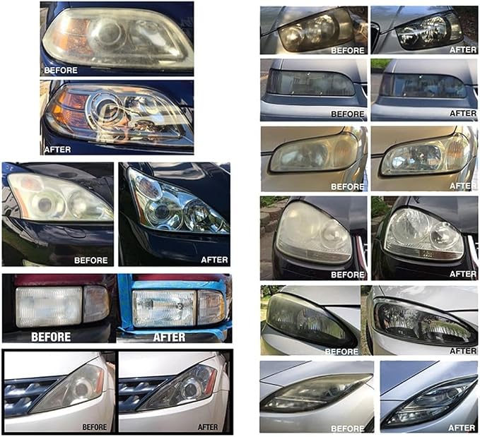 Gliptone Headlight Restoration Kit, Restores 4 Headlights, Guaranteed, Easy 2 Step Process, 7 Piece Kit, No Sanding or Tools Required | Restores Up to 4 Headlights, No Sanding or Tools Required, UV Protection & Clear Poly Coating, Easy 2-Step Process
