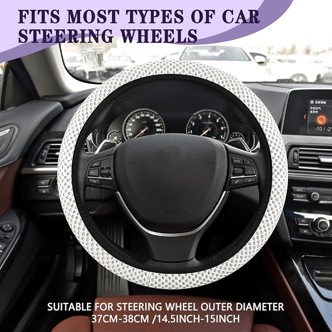 Elastic Stretch Steering Wheel Cover, Steering Wheel Cover, 15" Breathable Auto Steering Wheel Protector, Universal Car Accessories Comfortable Non-Slip Vehicle Steering Wheel Covers for Women Men