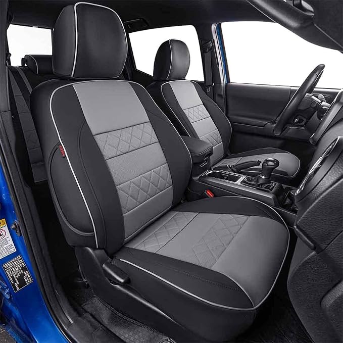 EKR Silverado Seat Covers Custom Fit for (Crew Cab) 2014 2015 2016 2017 2018 Chevrolet Silverado 1500 & HD 2500/3500 WT/LS/LT/LT/High Country/Custom,Faux Leather (Black/Gray)