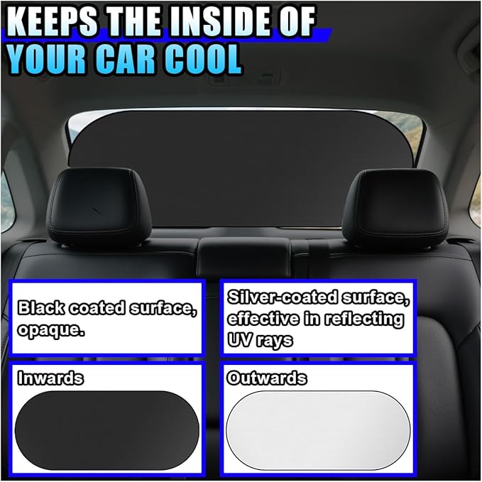 6PCS Reflective Car Windshield Sun Shade | Foldable Side Window Sunshade with Storage Bag for Front & Rear Windshield, Privacy Protection Cover Block UV Rays, Keep Cool