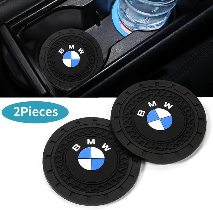 Car Coasters for Cup Holders, Car Cup Holder Coasters for BMW 5 6 7 Series X3 X4 X5 X6 M Vehicles, Silicone Non-Slip Car Cup Mat for BMW Car Interior Accessories for Men Women,2Pcs 2.75''