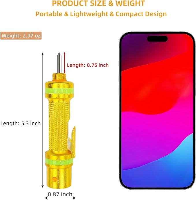 2026 Upgraded 3-in-1 Window Breaker Seatbelt Cutter & Flashlight, Glass Breaker, All-Metal Window Breaker - 0.75 inch Tungsten Steel Hammer Tip Can Shatter Tempered Glass (Gold)