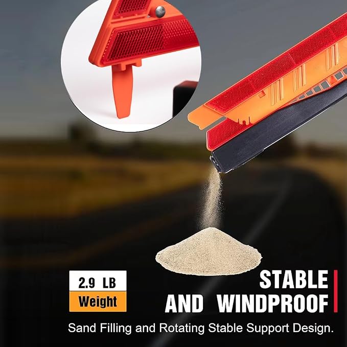 Warning Triangle Sign DOT Approved 3PK,Reflective Warning Road Safety Triangle Kit for Truck,49 CFR Part 571.125 (FMVSS 125) US