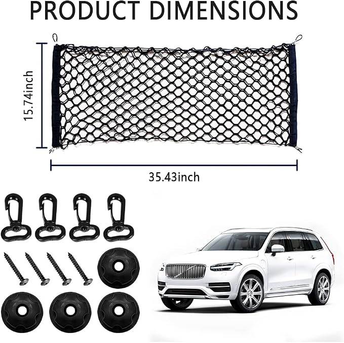 Car Rear Cargo Net with Good Elasticity&Tensile Strength Trunk Organizer for SUV Truck,Ideal Keeps Overlanding Accessories,Car Camping Accessories (M(35.43''x15.74''))
