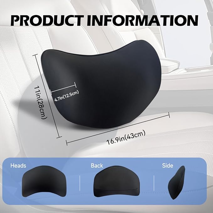 Really Supportive Lumbar Support Pillow for Car, Back Support Lumbar Pillow | 100% Memory Foam - Breathable Removable Cover, Ergonomic Design - Improve Sitting Posture & Back Pain Relief(Black, 1PC)