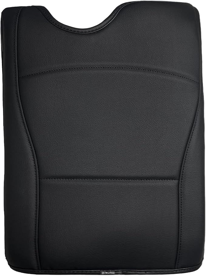 Muslogy Center Console Armrest Cover Fit for Ford F-150 F150 2015-2026 & F250 F350 F450 2017-2026 Accessories, Comfort Armrest Pad Console Lid Cushion Vegan Leather Regular Thick(Jump Seat ONLY)