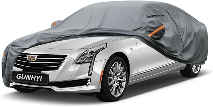 GUNHYI Premium Car Cover Custom Fit Cadillac CT6, 16 Layers Heavy Duty Car Cover Waterproof All Weather with Zipper Door for Sun Rain Snow Dust Uv Protection