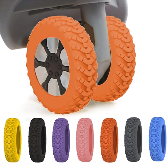 2024 New [Upgrade] Luggage Wheel Covers, 8Pcs Luggage Wheel Protector Covers, Luggage Compartment Wheel Protection Covers, Shock-Proof Anti-Slip Luggage Wheels Silent Protection Cover (8Pcs Orange)