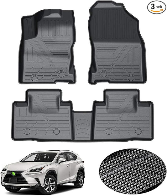 KUST Floor Mats for 2015-2021 Lexus NX NX300 /NX300h /NX 200t, All Weather Front Rear 2 Row TPE Rubber Floor Liners for NX Accessories Raised Edge