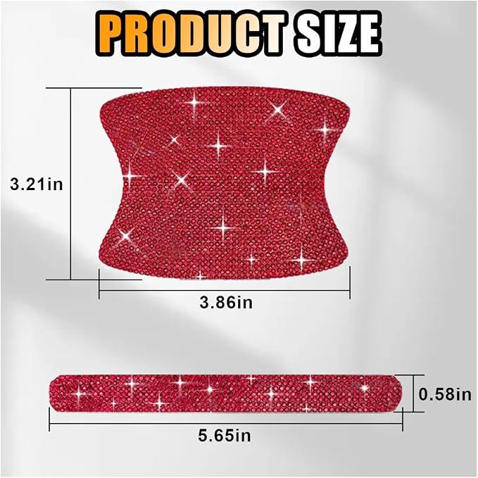 JOYCOURT 10PCS Bling Car Door Handle Anti-Scratch Sticker, Red | Universal Car Door Handle Cup Protective Cover, Adhesive Door Bowl Sticker, Shiny Rhinestone Auto Decor Accessories for Women