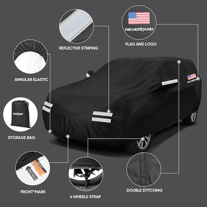 SUV Car Cover, Full SUV Car Covers Waterproof All Weather Dustproof, Snowproof, UV Protection Car Covers for Automobiles Universal Fit for SUV Cover Size 190''L x 75''W x 71''H