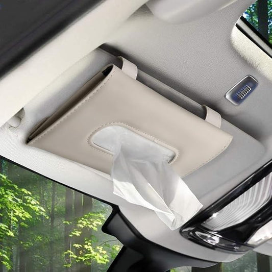 Car Tissues Holder for Cars, Visor Tissue Holder, Tissue Box, Cars Disposable Masks Holder, Mask Dispenser for Car (Beige)