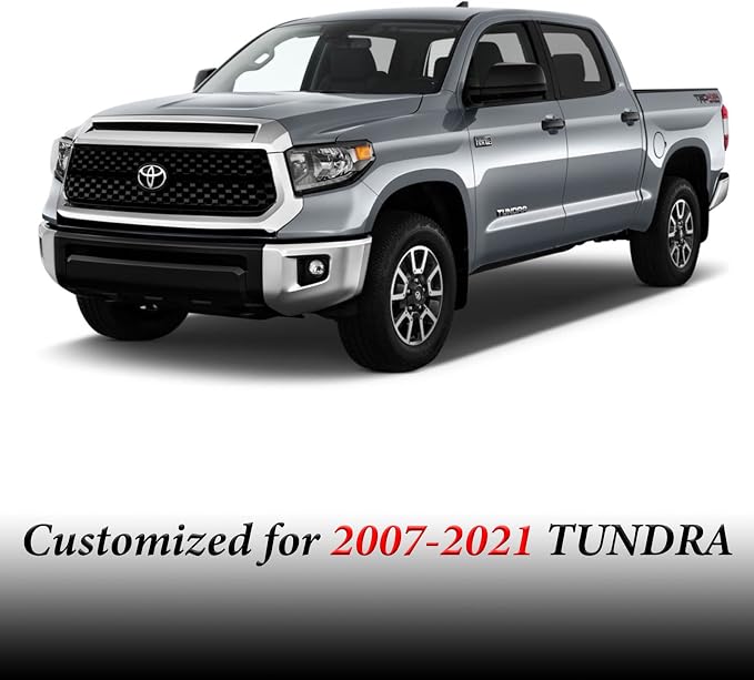 Coverado Toyota Tundra Seat Covers, Leather Car Seat Covers Full Set Automotive Seat Covers Protector Compatible with 2007-2021 Toyota Tundra Crew/Crewmax/Extended/Double Cab(Gray)
