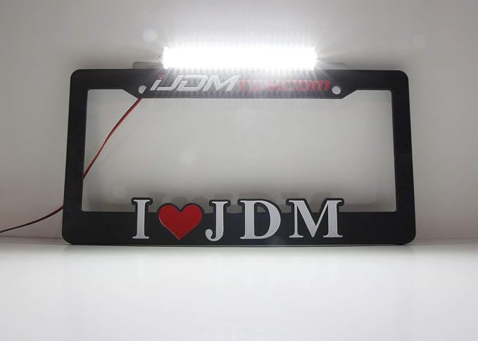 iJDMTOY 35-074-White License Plate Frame Mount 12V 24-SMD High Power Xenon White LED Rear Backup Reverse Light Kit Compatible With Car SUV Truck VAN RV
