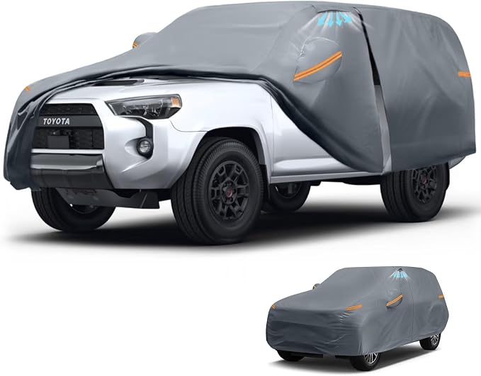 Waterproof Toyota 4Runner(2002-2026) Car Cover with Breathable Vents, [Upgrade] Premium Covers with Cotton Liner and Zipper Door, Sun Rain Snow Dust Uv Protection.(Gift with Towel)