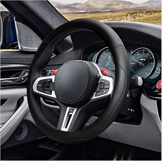 LAINLOY 15" Car Steering Wheel Cover, Microfiber Leather Cover, Black | Anti-Slip Breathable Steering Wheel Decoration, Universal Steering Wheel Accessories for Diverse Cars