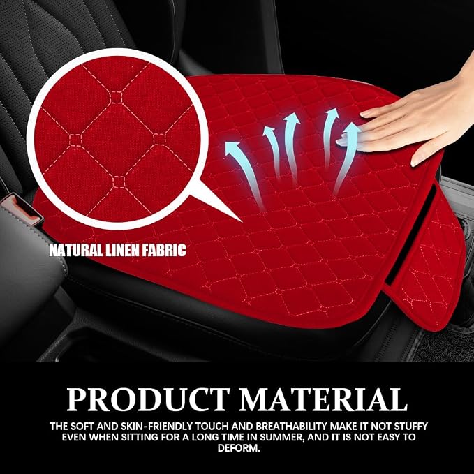 Leather Front Car Seat Cover, Anti-Slip Car Seat Bottom Covers, Full Wrapped Bottom Seat Protectors with Storage Pocket, Universal Comfortable Seat Cushion Fit Vehicles SUVs Trucks (K2-Red)