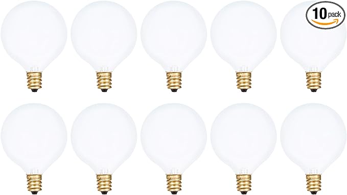 Simba Lighting Small Globe G16.5 40W E12 Frosted Glass 120V, 2700K, 10 Pack | Round Bulb, Candelabra Base, for Chandelier, Ceiling Fan Light, Decorative Vanity Lights, Wall Sconce, Warm White Dimmable