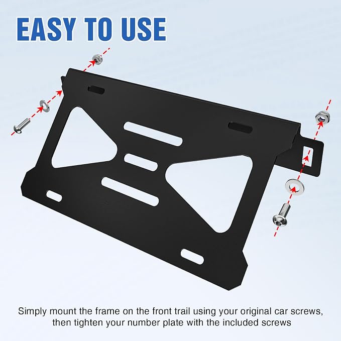 Nilight Front License Plate Bracket fit for Ford Bronco 2/4 Door 2021 2022 2023 2024 2025 2026 Steel License Plate Mounting Holder for Heavy-Duty Modular Bumper no Drilling Required Rattle-Free Black