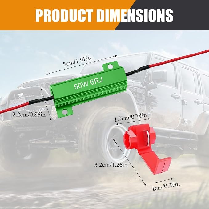 4PCS Load Resistors, 50W 6Ohm Car Resistors, LED Turn Signal Resistor Flasher Adaptor, Aluminum Case Resistor for Fix LED Bulb Fast Hyper Flash Turn Signal Blink Error Code (Green 6RJ, 4PCS)