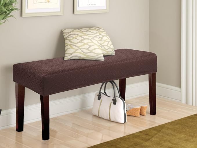 Fuloon Waterproof Dining Bench Cover, Removable Bench Slipcover Washable Bench Seat Protector Cover for Living Room, Bedroom, Kitchen (Chocolate)