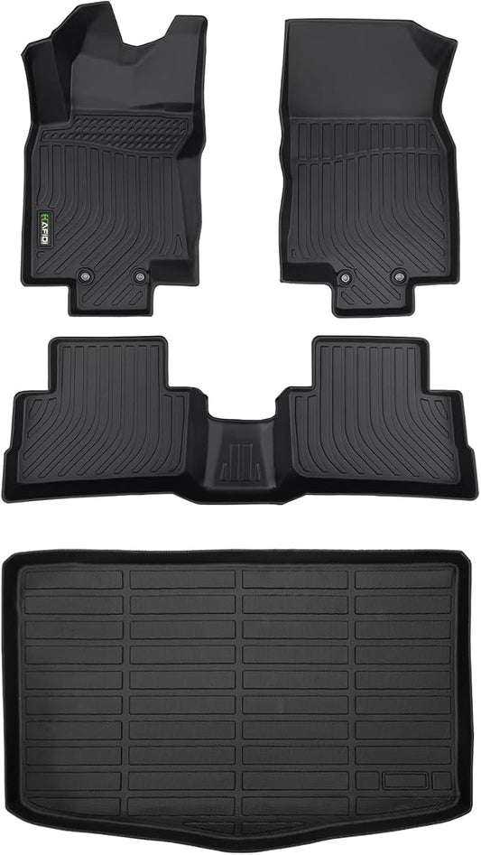 HAFIDI® Floor Mats & Cargo Liner Set Fit for 2017-2022 Nissan Rogue Sport (Cargo Liner Only Fit The Lower Deck) All Weather Protection TPE Car Full Set Floor Liners Custom Accessories - Black