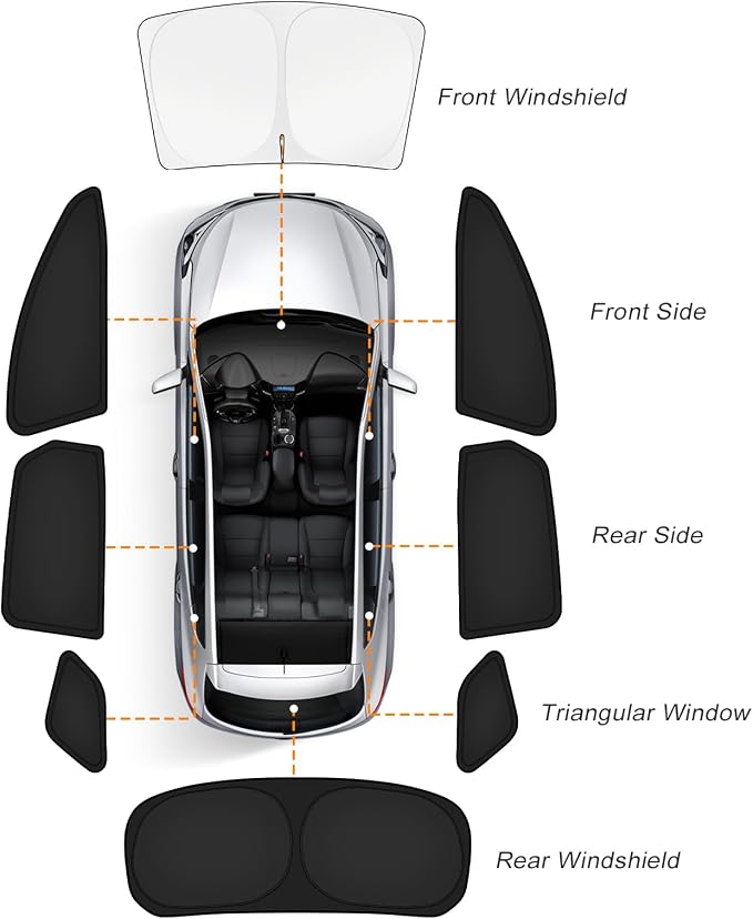 KUST Car Window Shades for Honda Pilot 2016-2022 Windshield Sun Shade Side Window Cover UV Block Privacy Protection Accessories for Camping Blackout Rear Back Full Set 8PCS