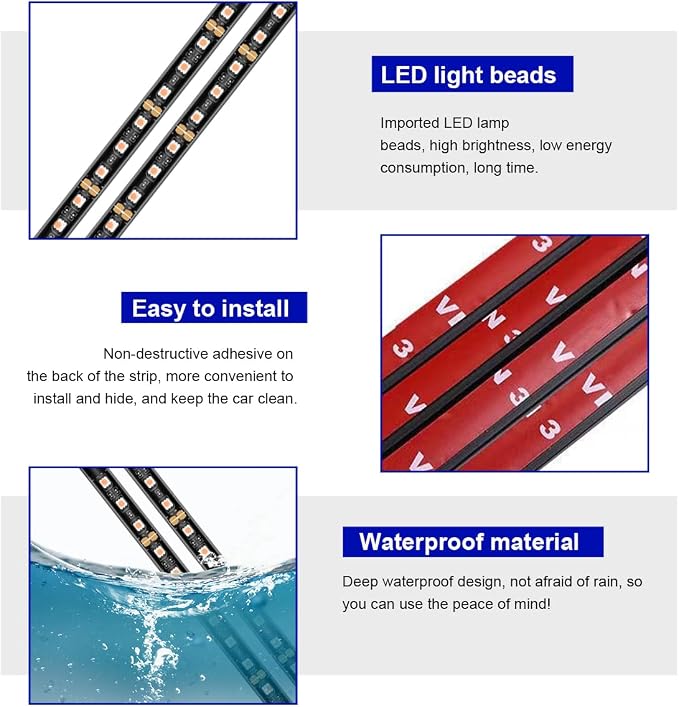 povtii Car LED Strip Light, 24 LED RGB Auto Under Dash Interior Atmosphere Lights, USB Vehicle Decorative Lamp Ambient Night Light Strip, Lighting Kit Car Accessories (Red)