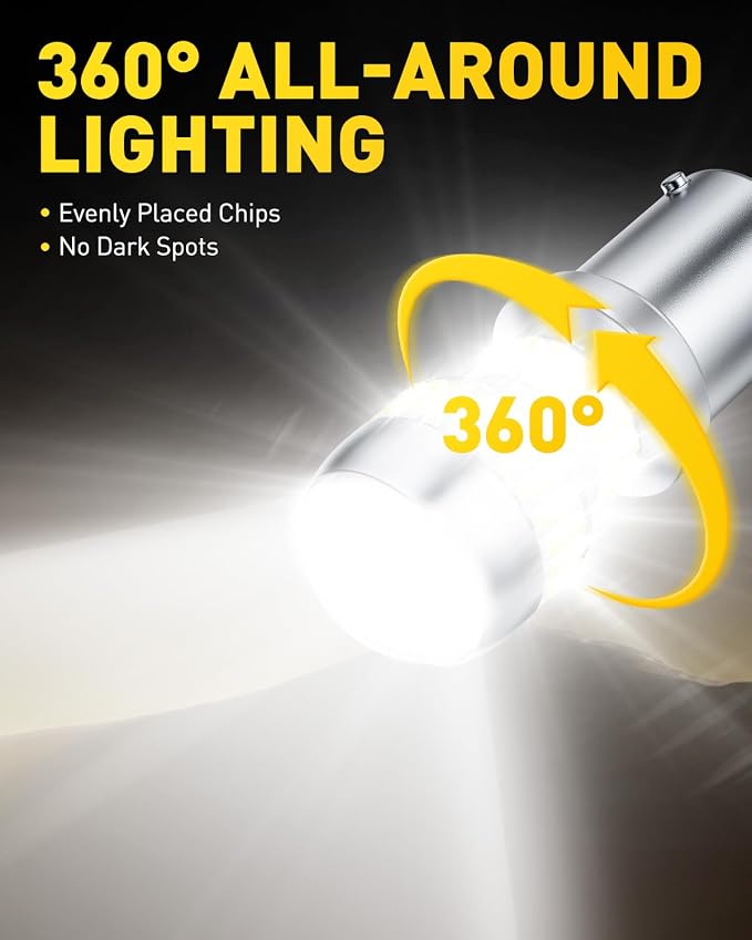 AUXITO 1156 LED Bulb White Super Bright 7506 1141 1003 BA15S P21W LED Light Replacement with Projector for Backup Reverse Tail Brake DRL Turn Signal Parking Light, Pack of 2