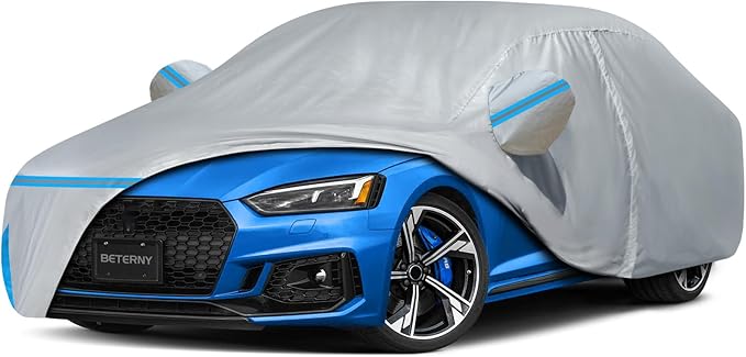 Car Cover for 2007-2026 Audi A5/S5/RS5 Sedan, Waterproof Custom-fit All Weather Sun Rain UV Dust Snow Protection Windproof Outdoor A5 Full Car Cover with Door Zipper and Cotton Lining-Gray