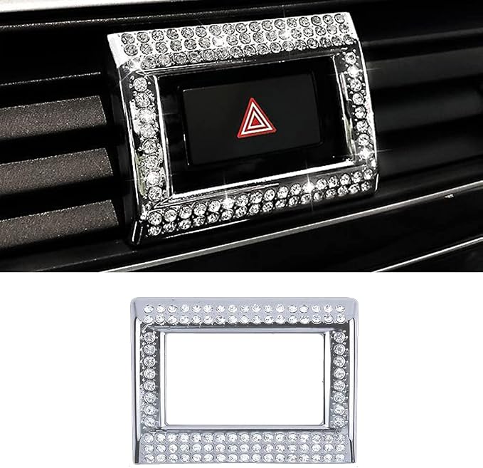 Bling Hazard Warning Button Cover Sticker Compatible with Honda 10th gen Honda Civic/Accord (2018-2022) Zinc Alloy Crystal Warning Light Decal