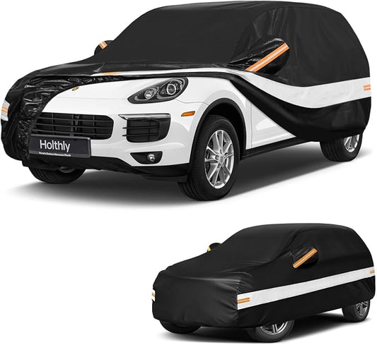 10 Layers SUV Car Cover Custom Fit for Porsche Cayenne (2002-2026), Waterproof All Weather for Automobiles, Outdoor Full Cover Sun Dust Rain Protection with Cotton. Black