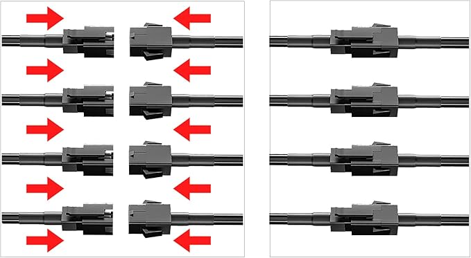 Hovano 4PCS 40 inch 4Pin Extension Cords and 4PCS 2-Way Splitters for LED Motorcycle ATV Trikes Golf Car Light Multi-Color Neon Strip Trucks Rock Lights