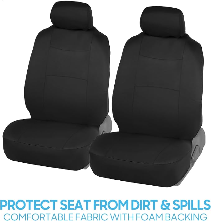 BDK PolyPro Car Seat Covers Full Set in Solid Black, Front and Rear Split Bench Seat Covers for Cars, Easy to Install Car Seats Cover Set and Accessories for Auto Trucks Van SUV - Solid Black