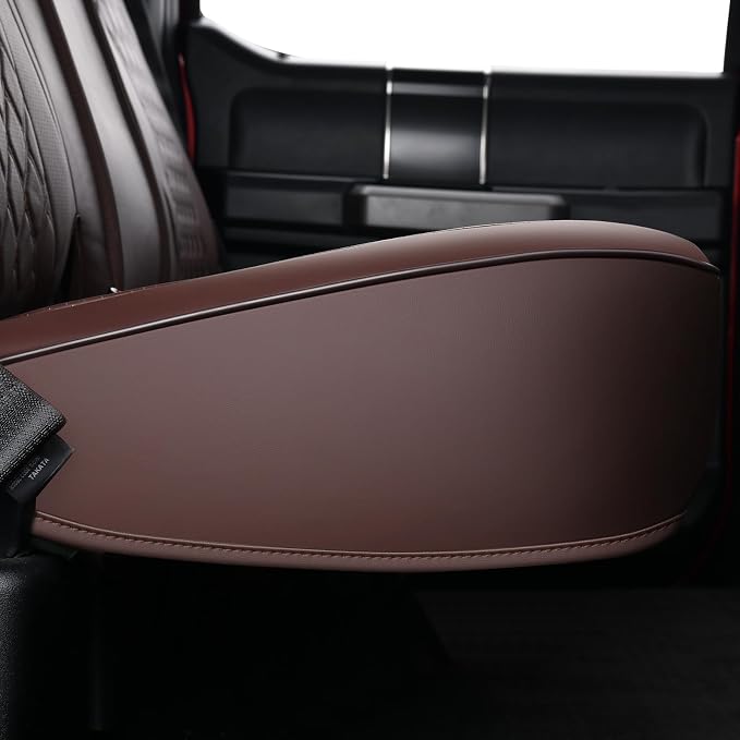 Huidasource Fit for Coffee Chevy Silverado/GMC Sierra Rear Seat Covers, Thickened Split Nappa Leather Truck Back Seat Cover 2007-2013&2019-2026 1500, 2020-2026 2500HD 3500HD Crew Cab WT LS LT