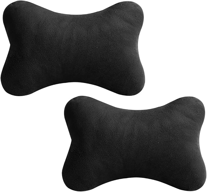 2PCS Car Neck Pillow, Soft Comfortable Vehicle Seat Neck Support Pillow Cushion for Relief Driving Fatigue, Breathable Auto Interior Headrest Neck Rest Pad, Universal for Vehicles (Black)