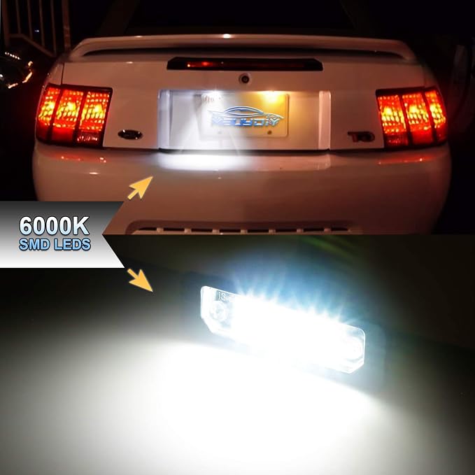 LED License Plate Light Lamp Compatible with Fusion 2006-2012, Mustang 2010-2014, Taurus 10-19, Flex Focus Lincoln MKX MKZ MKT MKS Mercury Milan 6000K White, Pack of 2