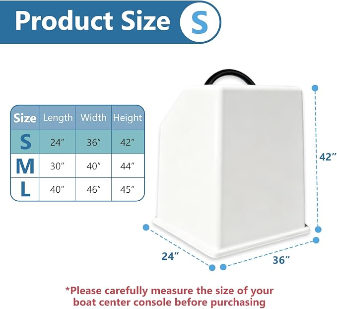 Boat Center Console Cover, 600D Marine Grade Polyester Canvas, Waterproof, Grey (Small Size up to 36" W 24" L 42" H)