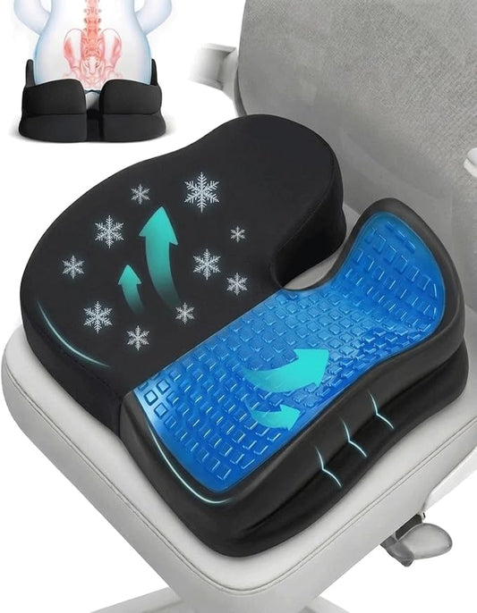 Memory Foam Ergonomic Seat Cushion for Office Chairs Pain Relief | Suitable for prolonged sitting, relieves tailbone pain, fits office chairs, wheelchairs, car seats and computer desk chairs
