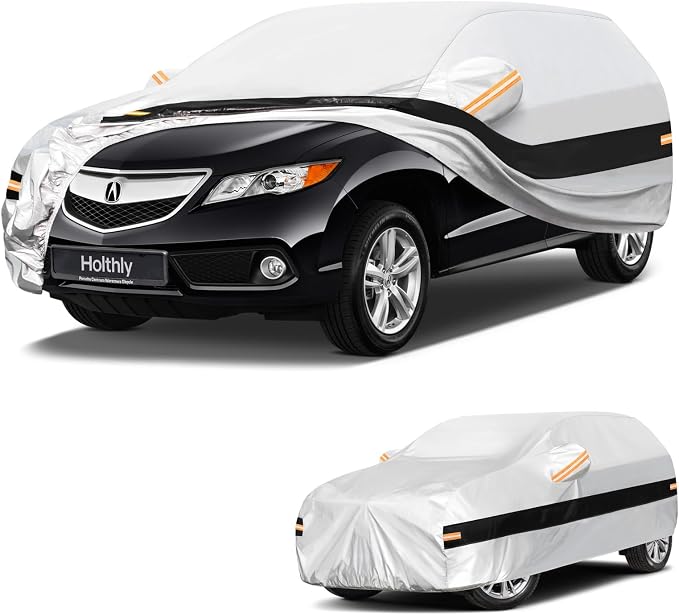 10 Layers SUV Car Cover Custom Fit for Acura RDX (2006-2026), Waterproof All Weather for Automobiles, Outdoor Full Cover Sun Dust Rain Protection with Cotton. Silver
